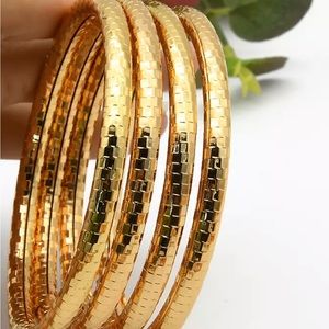 4 pcs set Copper 24K Gold Plated Bangles  Luxury Bracelet Arabic Bangles